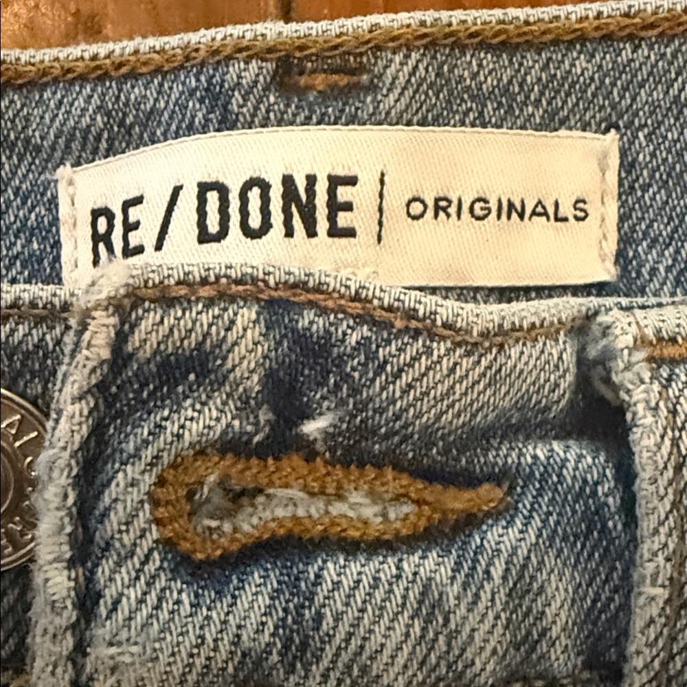 Re/Done Light Blue Straight-Leg Women's Jeans - Picture 3 of 4